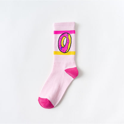 New Women Fashion Cotton Socks Cake Donut Funny Novelty Socks Men Doughnuts Food Crazy Street Socks Teen Funky Sock Fun