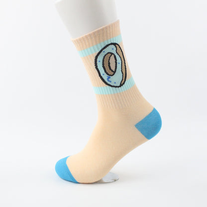 New Women Fashion Cotton Socks Cake Donut Funny Novelty Socks Men Doughnuts Food Crazy Street Socks Teen Funky Sock Fun