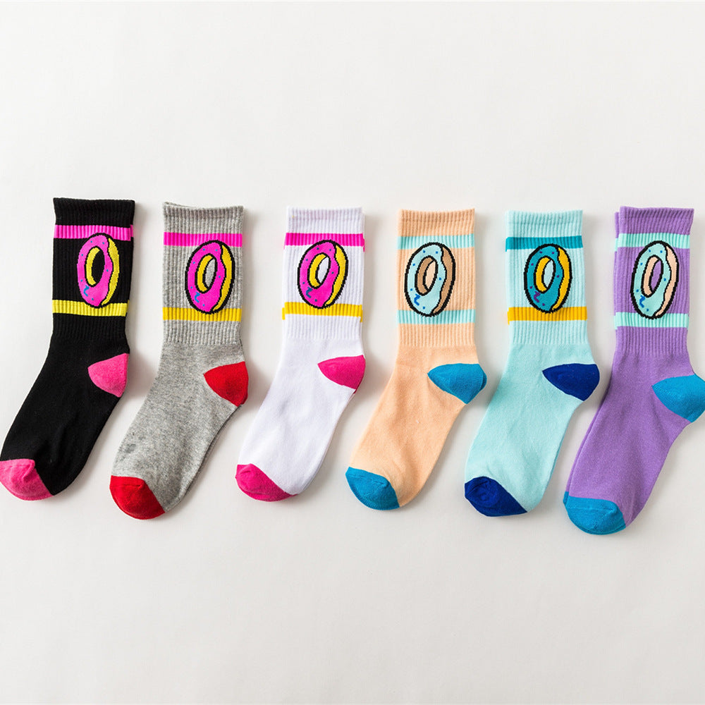 New Women Fashion Cotton Socks Cake Donut Funny Novelty Socks Men Doughnuts Food Crazy Street Socks Teen Funky Sock Fun