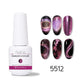 Chameleon cat eye gel polish bottle with six shiny purple cat eye nail designs from itube store