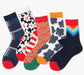 new women socks 1 pair long cotton color geometric autumn socks novelty fashion lady happy socks
