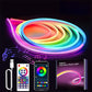 RGB LED strip lights for room with remote control and smartphone app for color customization